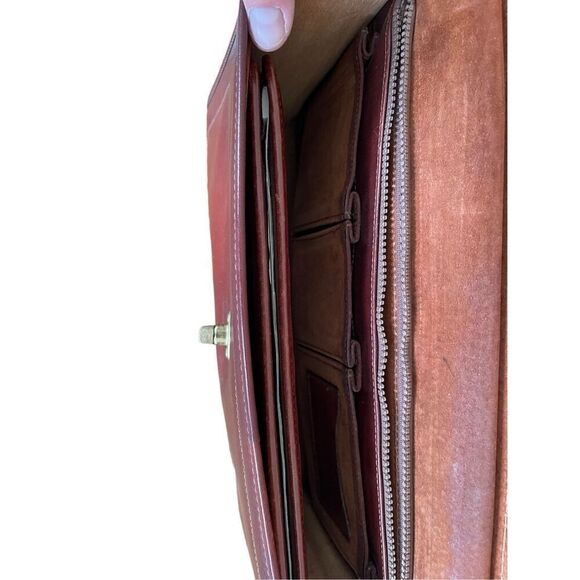 Jack George Womens Brown Leather Adjustable Strap Crossbody Briefcase - Picture 11 of 12